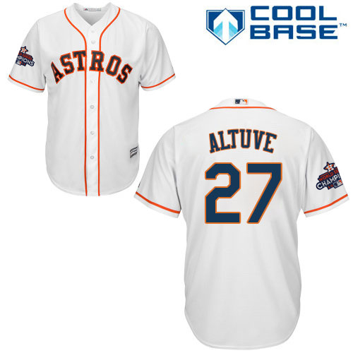 Astros #27 Jose Altuve White New Cool Base World Series Champions Stitched MLB Jersey - Click Image to Close
